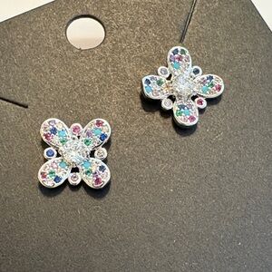 Pretty Bird Multicolor Crystal Flower Earrings